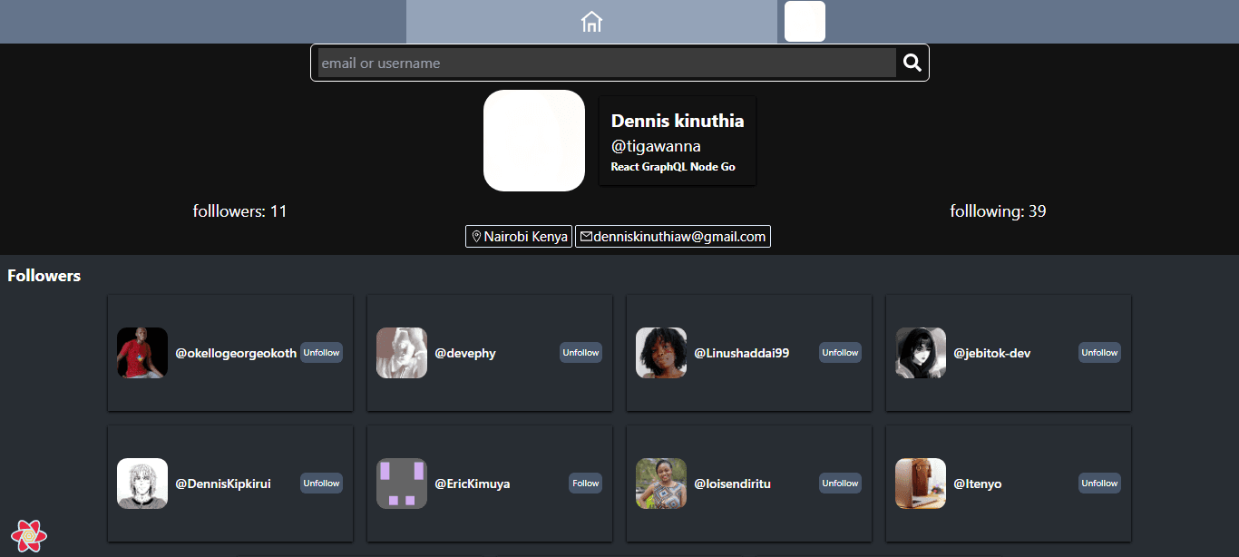 followers tab
