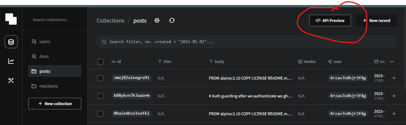 pocketbase admin panel