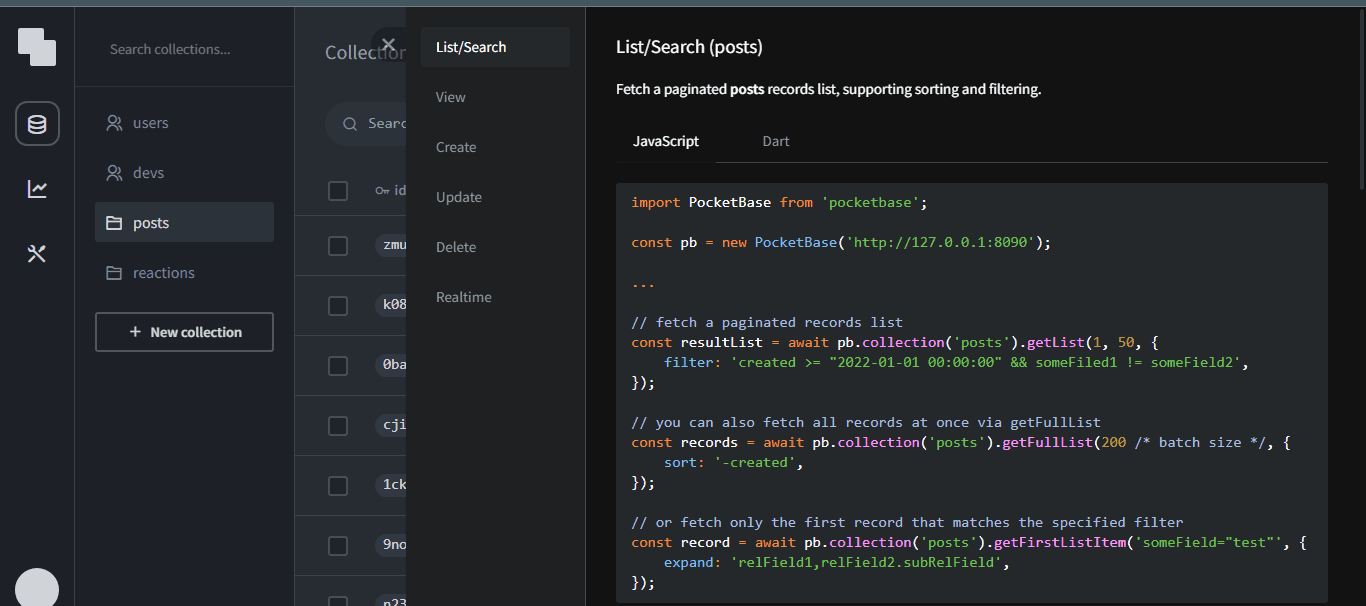 pocketbase admin panel
